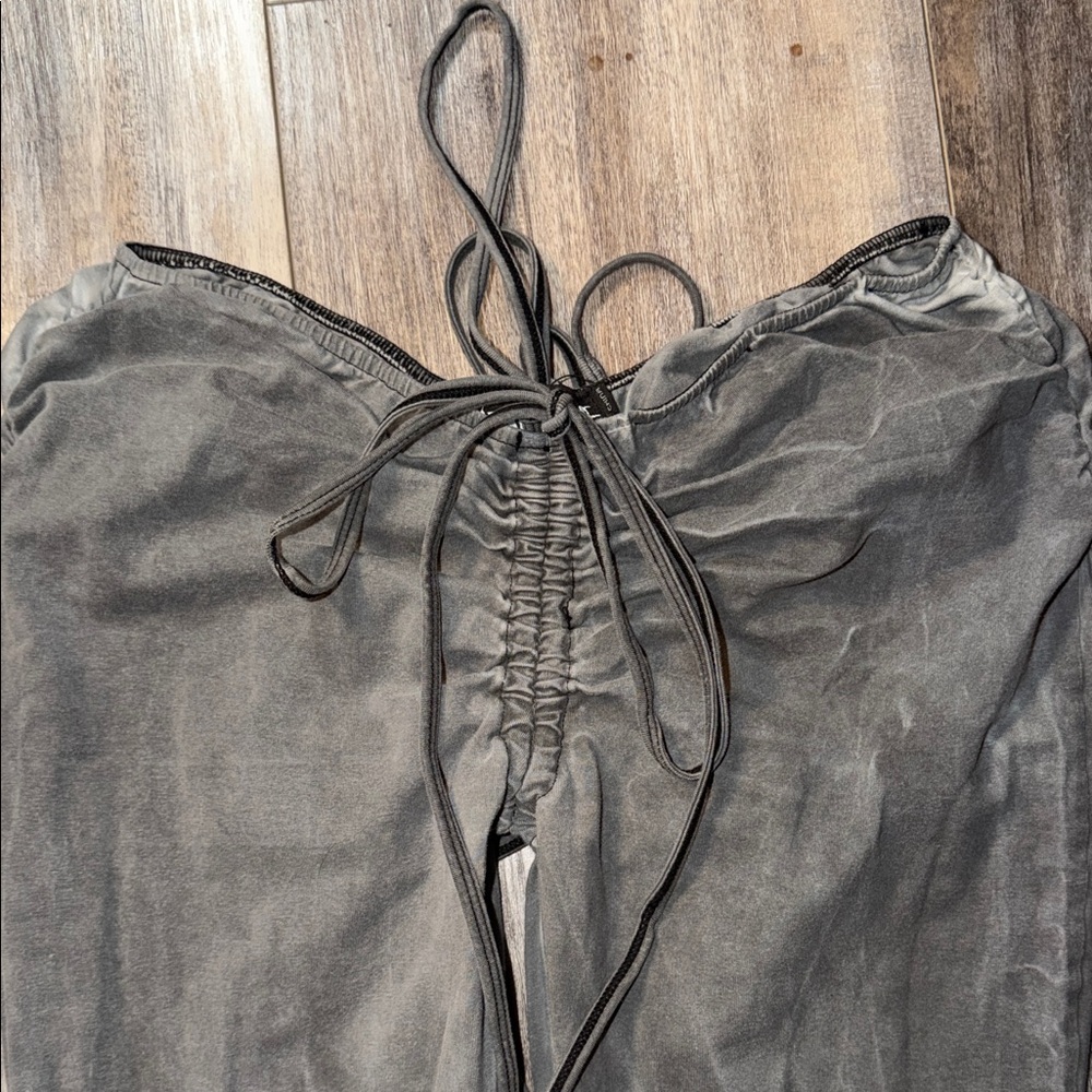 Dolls Kill Charcoal Gray High-Waist Flare Pants - Picture 4 of 8